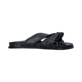 Carvela Comfort Solo Sandals in black leather with crossover knotted strap detail and flat sole