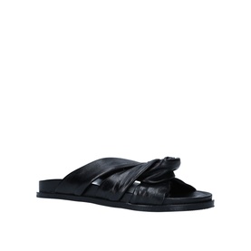Carvela Comfort Solo Sandals in black leather with twisted knot strap detail and flat sole, side view