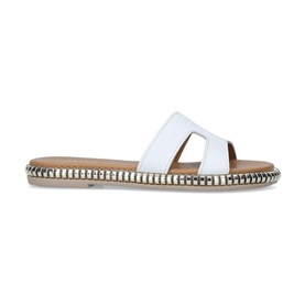 Carvela Comfort Sophia Flat Sandals in white leather with H-strap upper and studded espadrille-style flat sole