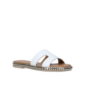 Carvela Comfort Sophia Flat Sandals in white leather with double strap, H-cut design, and contrast stitch trim on natural sole