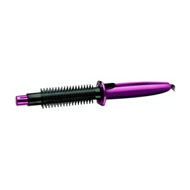 Remington Flexibrush Steam Hair Styler in purple and black, cylindrical barrel brush with bristles and pointed tip