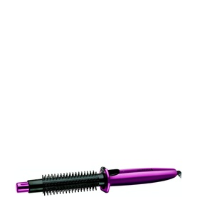Remington Flexibrush Steam Hair Styler in purple and black, cylindrical barrel brush with bristles and pointed tip