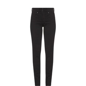 Salsa Slim Push-In Secret Jeans in black, slim fit with five-pocket styling and subtle sheen finish