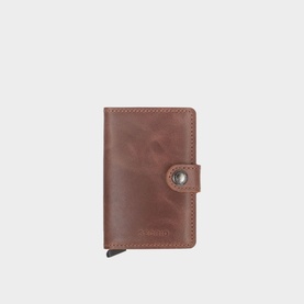 Vintage Card Protector Mini Wallet Brown