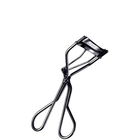 Shiseido Eyelash Curler in black with looped handles and curved pad clamp