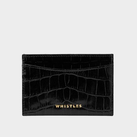 High Shine Croc-Effect Card Holder