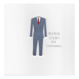 Boys First Communion Card White