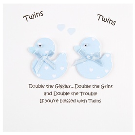 Twin Boys Duck Greeting Card White