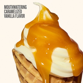 Sol De Janeiro Brazilian Kiss Cupuacu Lip Butter lifestyle shot showing caramelised vanilla ice cream cone, referencing the product's flavour