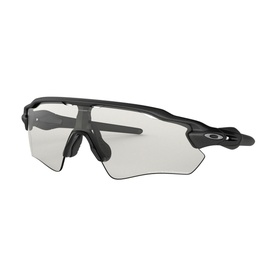 Oakley RADAR EV PATH Rectangle Sunglasses in grey, wrap-around sport frame with clear shield lens and logo temple
