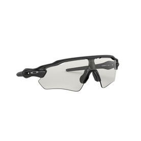Oakley RADAR EV PATH Rectangle Sunglasses in grey, with wrap-around shield lens and black frame, side ventilation ports visible