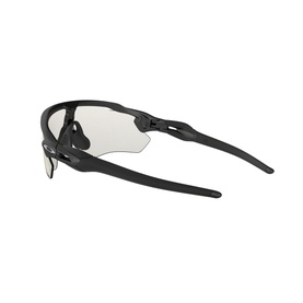 Oakley RADAR EV PATH Rectangle Sunglasses in grey, rear three-quarter view showing wraparound frame and clear lens