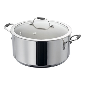 Stellar James Martin Casserole Pan 24cm in stainless steel with vented glass lid and stay-cool side handles