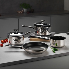 Stay Cool Four-Piece Non-Stick Draining Saucepan Set
