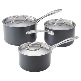 Hard Anodised Three-Piece Non-Stick Saucepan Set