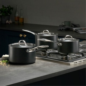 Hard Anodised Three-Piece Non-Stick Saucepan Set