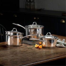 7000 Three-Piece Stainless Steel Draining Saucepan Set