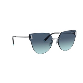 Tiffany & Co Irregular Sunglasses TF3070 62 in silver with cat-eye frame, blue gradient lenses and slim silver temples