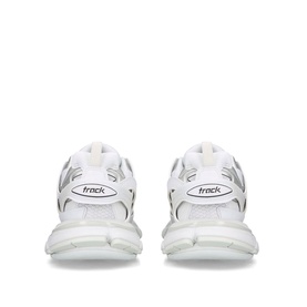 Balenciaga Track Trainers in white, rear view showing embossed heel branding, multi-panelled upper, and layered sole with rubber outsole