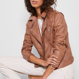 Zip Leather Biker Jacket