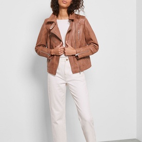 Zip Leather Biker Jacket