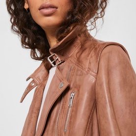 Zip Leather Biker Jacket