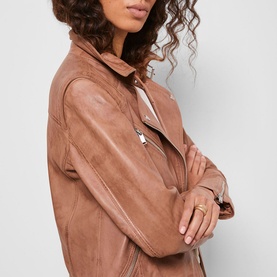 Zip Leather Biker Jacket