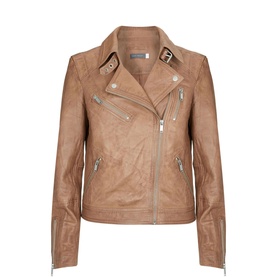 Zip Leather Biker Jacket