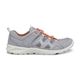 Ecco Terracruise Trainers in grey with orange laces, mesh upper detailing, and off-white chunky sole