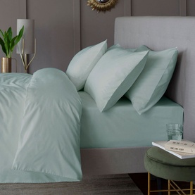 200 Thread Count Cotton Percale Duvet Set Duck Egg