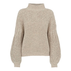 Whistles Textured Rib Blouson Turtleneck in multi, chunky ribbed knit with blouson sleeves and high neck