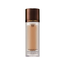 TOM FORD Traceless Soft Matte Foundation, 30ml, in a glass bottle with bronze cap and TF monogram logo