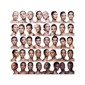 TOM FORD Traceless Soft Matte Foundation shown across a grid of models displaying the full shade range on diverse skin tones