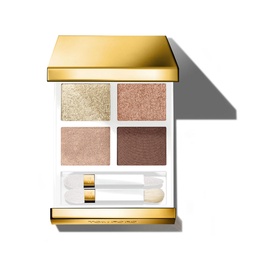 TOM FORD Eye Colour Quad eyeshadow palette in Gldn Mink, four warm gold and bronze shimmer shades, white and gold compact with two applicators