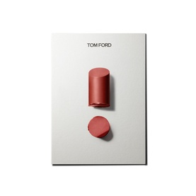TOM FORD Ultra Shine Lip Colour lipstick in La Notte, 3.3g, shown disassembled with cap and bullet displayed on white card