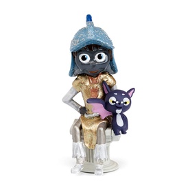 Tonies Hully Boo Spook'N'Spell figure, small character wearing blue glittery helmet, holding purple cat, gold and silver details
