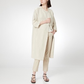Textured Linen-Blend Coat