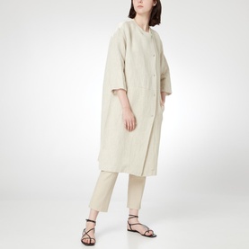 Textured Linen-Blend Coat