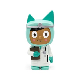 Tonies Creative-Tonie Doctor figurine in teal and white, depicting a doctor character with stethoscope and cat-ear hood