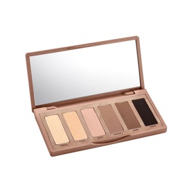 Urban Decay Naked Basics Eyeshadow Palette in Original, open compact showing six neutral matte shades from ivory to deep brown with mirror