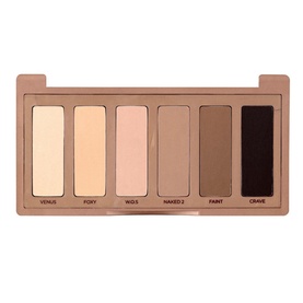Urban Decay Naked Basics Eyeshadow Palette in Original, six neutral matte shades from ivory to deep brown, open compact view