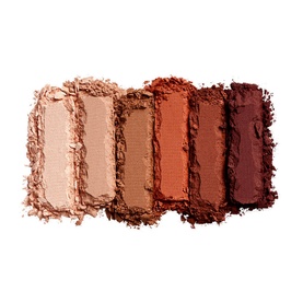 Urban Decay Naked Basics Eyeshadow Palette in Heat, six warm-toned shades from nude pink to deep burgundy, swatched in a row