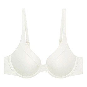 Triumph Body Make-Up Wired Bra in white, padded push-up style with adjustable straps and underwire, smooth finish