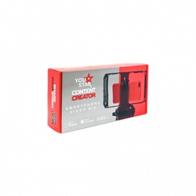 Catpi LED Ring Light & Tripod Stand in Black, shown in red product packaging box with smartphone video kit branding