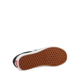 Vans Classic Slip On Trainers in black, sole view showing tan waffle rubber outsole with white edge