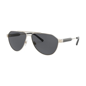 Versace Pilot Sunglasses 0VE2223 in gold-tone metal with dark grey lenses, double bridge, and dark tip arms