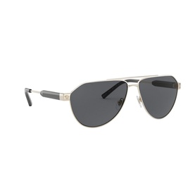 Versace Pilot Sunglasses 0VE2223 in gold-tone metal with dark grey lenses, black temple tips, and double bridge detail