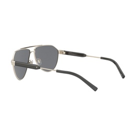 Versace Pilot Sunglasses 0VE2223 in gold-tone metal with dark grey lenses and black temple arms, rear three-quarter view