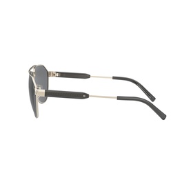 Versace Pilot Sunglasses 0VE2223 in gold-tone metal with black temples and grey lenses, side profile view