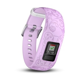 Garmin V&iacute;vofit Jnr 2 Princess kids fitness tracker in lilac with floral pattern band and colour display screen